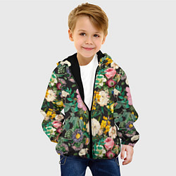 Куртка с капюшоном детская Паттерн из летних цветов Summer Flowers Pattern, цвет: 3D-черный — фото 2