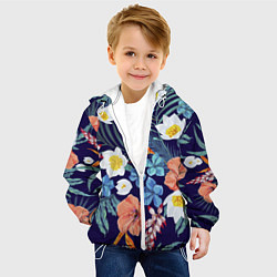 Куртка с капюшоном детская Цветы Экзотические, цвет: 3D-белый — фото 2