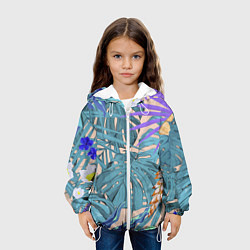 Куртка с капюшоном детская Цветы Цветущие Тропики, цвет: 3D-белый — фото 2
