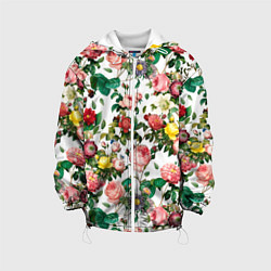 Куртка с капюшоном детская Узор из летних роз Summer Roses Pattern, цвет: 3D-белый