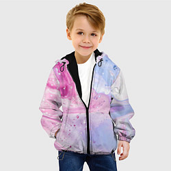 Куртка с капюшоном детская Абстрактные краски голубой, розовый, цвет: 3D-черный — фото 2