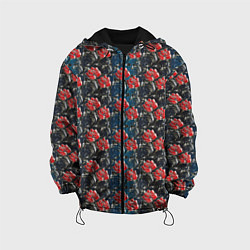 Куртка с капюшоном детская Flowers Pattern, цвет: 3D-черный