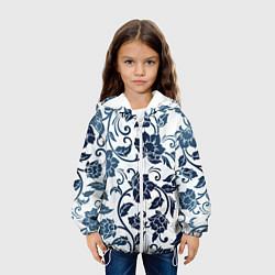 Куртка с капюшоном детская Гжелевые цветы, цвет: 3D-белый — фото 2