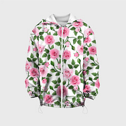 Куртка с капюшоном детская Распустившиеся розы, цвет: 3D-белый