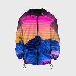 Куртка с капюшоном детская Vaporwave Mountains Психоделика Неон, цвет: 3D-черный