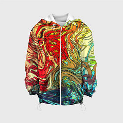Куртка с капюшоном детская Хаотичные линии Abstract pattern, цвет: 3D-белый
