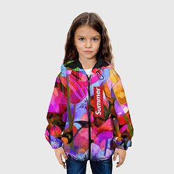 Куртка с капюшоном детская Красочный летний цветочный паттерн Summer color pa, цвет: 3D-черный — фото 2