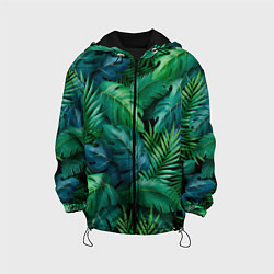 Куртка с капюшоном детская Green plants pattern, цвет: 3D-черный
