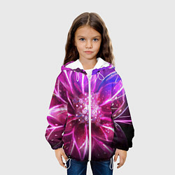 Куртка с капюшоном детская Неоновый Цветок Neon Flower, цвет: 3D-белый — фото 2