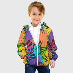 Куртка с капюшоном детская Тропические экзотические листья, цвет: 3D-белый — фото 2