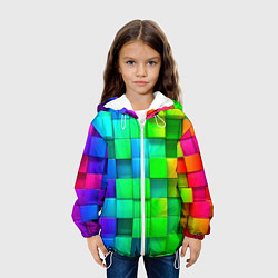 Куртка с капюшоном детская РАЗНОЦВЕТНЫЕ КУБИКИ MULTICOLORED CUBES, цвет: 3D-белый — фото 2