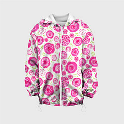 Детская куртка Яркие розовые цветы в дудл стиле, абстракция