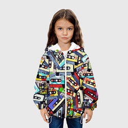 Куртка с капюшоном детская ТЕКСТУРА АУДИОКАССЕТ, цвет: 3D-белый — фото 2
