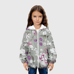 Куртка с капюшоном детская Цветы Романтический Сад, цвет: 3D-белый — фото 2