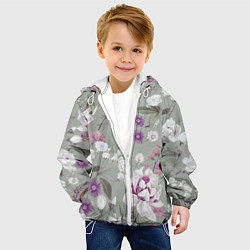 Куртка с капюшоном детская Цветы Романтический Сад, цвет: 3D-белый — фото 2