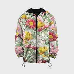 Куртка с капюшоном детская Цветы Майские Герберы, цвет: 3D-черный