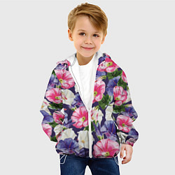 Куртка с капюшоном детская Цветы Петунии, цвет: 3D-белый — фото 2