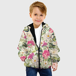 Куртка с капюшоном детская Цветы Винтажные Розы, цвет: 3D-черный — фото 2