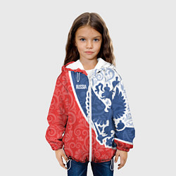 Куртка с капюшоном детская ГЕРБ РОССИИ С УЗОРАМИ, цвет: 3D-белый — фото 2