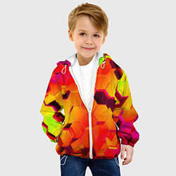 Куртка с капюшоном детская НЕОНОВЫЕ ГРАДИЕНТНЫЕ 3D гексаэдры, цвет: 3D-белый — фото 2