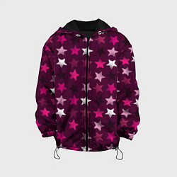 Куртка с капюшоном детская Бордовые звезды, цвет: 3D-черный