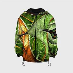 Куртка с капюшоном детская Растительный абстрактный фрактальный паттерн Veget, цвет: 3D-черный