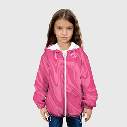 Куртка с капюшоном детская РОЗОВЫЕ РАЗВОДЫ КРАСКИ МРАМОРНЫЙ, цвет: 3D-белый — фото 2