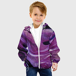 Куртка с капюшоном детская Фиолетовая текстура, цвет: 3D-белый — фото 2
