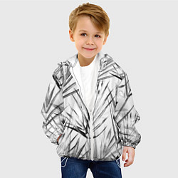 Куртка с капюшоном детская Монохромные Листья Пальм, цвет: 3D-белый — фото 2