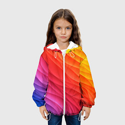 Куртка с капюшоном детская Разноцветные цифровые волны, цвет: 3D-белый — фото 2