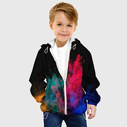 Куртка с капюшоном детская Брызги сухих красок, цвет: 3D-белый — фото 2