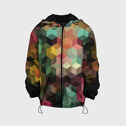 Куртка с капюшоном детская Разноцветный геометрический узор 3D, цвет: 3D-черный