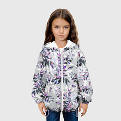 Куртка с капюшоном детская Цветы Серый Букет, цвет: 3D-белый — фото 2