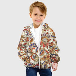 Куртка с капюшоном детская Цветочный винтажный орнамент, цвет: 3D-белый — фото 2