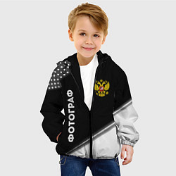 Куртка с капюшоном детская Фотограф из России и Герб Российской Федерации, цвет: 3D-черный — фото 2