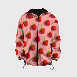 Куртка с капюшоном детская Strawberry Pattern, цвет: 3D-черный