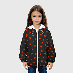 Куртка с капюшоном детская Love Death and Robots red pattern, цвет: 3D-белый — фото 2