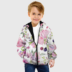 Куртка с капюшоном детская Летний красочный паттерн из цветков розы и ягод еж, цвет: 3D-черный — фото 2