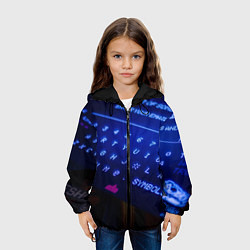 Куртка с капюшоном детская Неоновая клавиатура - Синий, цвет: 3D-черный — фото 2