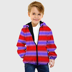 Куртка с капюшоном детская Striped pattern мягкие размытые полосы красные фио, цвет: 3D-черный — фото 2