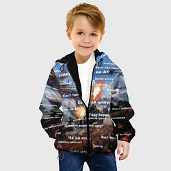 Куртка с капюшоном детская Сленг геймера танкиста, цвет: 3D-черный — фото 2