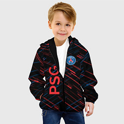 Куртка с капюшоном детская Psg красные синие чёрточки, цвет: 3D-черный — фото 2