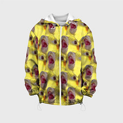 Куртка с капюшоном детская Попугай Корелла Орёт Мем, цвет: 3D-белый