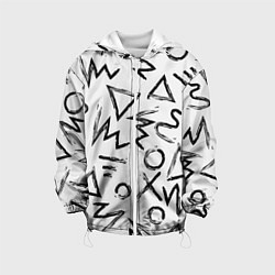 Куртка с капюшоном детская Крестики, Нолики и Треугольники Нарисованные Кисть, цвет: 3D-белый