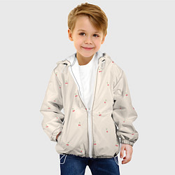 Куртка с капюшоном детская Вишня на бежевом фоне, цвет: 3D-белый — фото 2