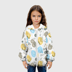 Куртка с капюшоном детская Разноцветные Многоугольники и Круги, цвет: 3D-белый — фото 2