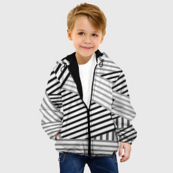 Куртка с капюшоном детская Полосатый узор в черно-белых цветах, цвет: 3D-черный — фото 2