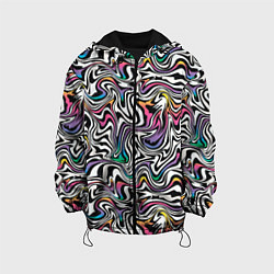 Куртка с капюшоном детская Цветная оптическая иллюзия, цвет: 3D-черный