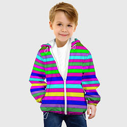 Куртка с капюшоном детская Multicolored neon bright stripes, цвет: 3D-белый — фото 2