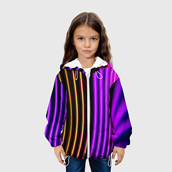 Куртка с капюшоном детская Неоновые линейные фонари - Фиолетовый, цвет: 3D-белый — фото 2